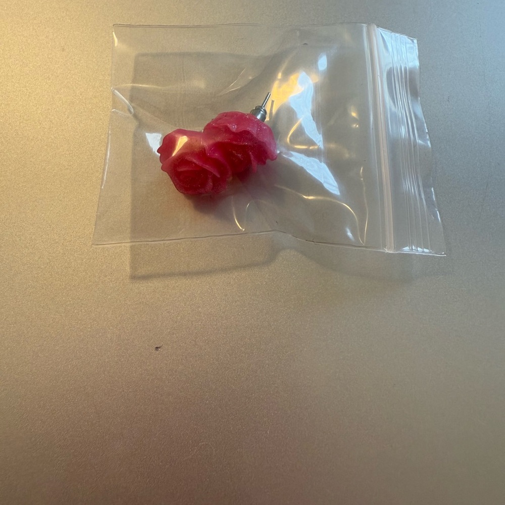 Charming Pink Rose Earrings